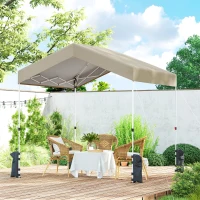 Outsunny 8 x 8 ft Pop Up Canopy Tent with 1-Button Push Easy Setup, UPF 50+ A-Frame Outdoor Instant Canopy, Beige(m-8)