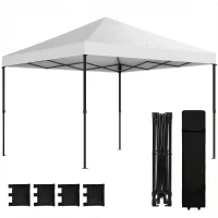 Outsunny 10 x 10 ft Pop Up Canopy Tent with One Push Setup, Outdoor Portable Instant Canopy Shelter w/ Roller Bag, White(m-1)