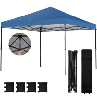 Outsunny 10 x 10 ft Pop Up Canopy Tent with One Push Setup, Outdoor Portable Instant Canopy Shelter w/ Roller Bag, Dark Blue(m-11)