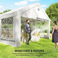 Outsunny 20' x 13' Party Tent, Heavy Duty Gazebo Canopy with Windows, Outdoor Party Wedding Tent with 4 Removable Sidewalls White(m-7)