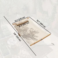 Outsunny Outdoor Hammock Padded Camping Hammock with Pillow & Spreader Bars 200 x 140 cm Cream White(m-3)