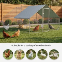 PawHut 10' x 13' x 6.5' Metal Frame Chicken Run, Outdoor Hen House with Cover & Lockable Door(m-8)
