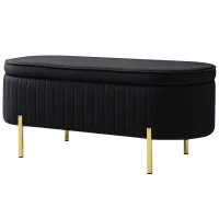 HOMCOM Upholstered Bedroom Bench, Channel Tufted Ottoman Bench with Thick Padding and Metal Legs, Black(m-2)