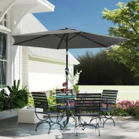 Outsunny 9FT Patio Umbrella, Outdoor Table Patio Umbrellith Tilt, Crank, 6 Ribs, UV Protection for Garden, Lawn, Deck, Backyard(m-9)