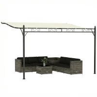 Outsunny 11.5' x 8.2' Outdoor Pergola, Wall Mounted Lean to Pergola with Metal Frame, UPF30+, Garden Gazebo(m-11)