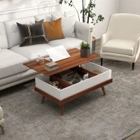 HOMCOM Lift Top Coffee Table with Hidden Compartments and Wood Legs, Walnut(m-2)