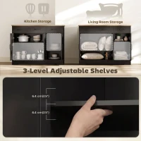 HOMCOM Sideboard Buffet Cabinet, 43" Farmhouse Kitchen Cabinet with 3 Barn Doors, 2 Drawers, 2 Adjustable Shelves, Black(m-6)