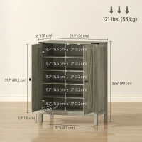 HOMCOM Shoe Cabinet with Barn Doors, Farmhouse Shoe Storage Cabinet with Adjustable Shelves, Holds up to 15 Pairs, Grey(m-3)