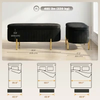 HOMCOM Upholstered Bedroom Bench, Channel Tufted Ottoman Bench with Thick Padding and Metal Legs, Black(m-3)