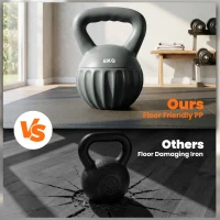 Soozier Kettlebell, 18 lbs Kettle Bell with Non-Slip Handle for Home Gym, Weight Lifting and Strength Training, Grey(m-9)