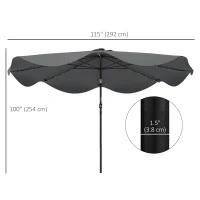 Outsunny Solar Patio Umbrella with LED and Tilt, Outdoor Market Table Umbrella Parasol with Crank, 10 x 10 ft, Dark Grey(m-3)