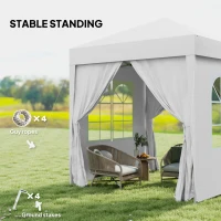 Outsunny 6.6'x6.6' Pop Up Canopy Tent with Sidewalls, Instant Sun Shelter Camping Gazebo with Carry Bag, White(m-6)