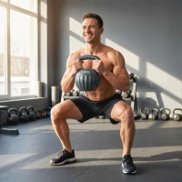 Soozier Kettlebell, 31 lbs Kettle Bell with Non-Slip Handle for Home Gym, Weight Lifting and Strength Training, Grey(m-10)