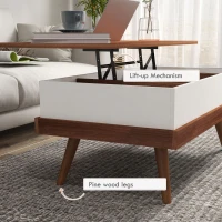 HOMCOM Lift Top Coffee Table with Hidden Compartments and Wood Legs, Walnut(m-6)