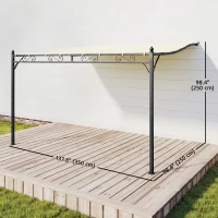Outsunny 11.5' x 8.2' Outdoor Pergola, Wall Mounted Lean to Pergola with Metal Frame, UPF30+, Garden Gazebo(m-3)