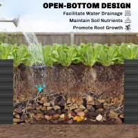 Outsunny Set of 2 Galvanised Raised Garden Bed, 6 x 3 x 2 ft Metal Garden Bed with Safe Edging, Dark Grey(m-9)