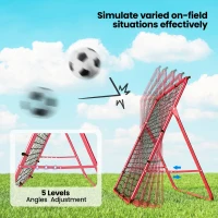 Soozier Soccer 5 Angles Adjustable Soccer Rebounder Net, Multi-Sport Training Bounce Back Net, Red(m-4)