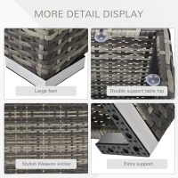 Outsunny Rattan Garden Coffee Table, 25.6" Square Garden Rattan Table with Tempered Glass Top, Deep Grey(m-5)