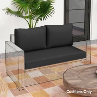 Outsunny 2 Seater Outdoor Seat Cushions with Backrest, Loveseat Double Sofa Outdoor Furniture Cushions, Black(m-10)