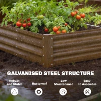 Outsunny 6 x 3 x 1ft Galvanized Raised Garden Bed, Reinforced Outdoor Planter Box with Open Bottom, Wood-Effect(m-5)