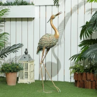 Outsunny Heron Garden Statue, Standing Lawn Ornament for Lawn Patio Backyard Decoration, 15.3"W x 6.7"D x 35.4"H Mixed Colour(m-1)