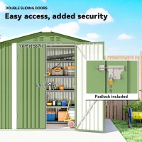 Outsunny 6.5' x 4'  Outdoor Storage Shed, Metal Garden Shed with Lockable Double Doors, 4 Vents, Light Green(m-7)