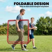 Soozier Soccer 5 Angles Adjustable Soccer Rebounder Net, Multi-Sport Training Bounce Back Net, Red(m-6)