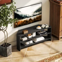 HOMCOM Corner TV Stand, Modern TV Table with 2 Open Shelves for 47 Inch TV, Entertainment Center for Living Room, Black(m-8)