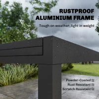 Outsunny Aluminum Expandable Outdoor Dining Table with Tempered Glass Tabletop and Aluminum Frame, for Garden, Backyard, Black(m-5)