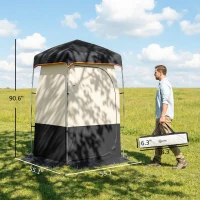 Outsunny Camping Shower Tent, Portable Privacy Shelter with Solar Shower Bag, Removable Floor and Carrying Bag, Black(m-3)