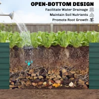 Outsunny Set of 2 Galvanised Raised Garden Bed, 6 x 3 x 2 ft Metal Garden Bed with Safe Edging, Green(m-9)