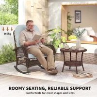 Outsunny Outdoor Wicker Rattan Rocking Chair Patio Rocker with Thick Cushions for Garden Backyard Porch, Light Green(m-9)