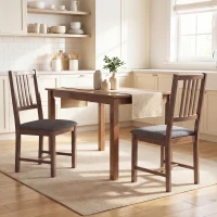 HOMCOM Set of 2 Dining Chairs, Upholstered Dining Room Chairs with Rubberwood Legs and Slat Backrest for Kitchen, Gray(m-11)