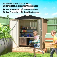 Outsunny 6.5' x 4'  Outdoor Storage Shed, Metal Garden Shed with Lockable Double Doors, 4 Vents, Brown(m-4)