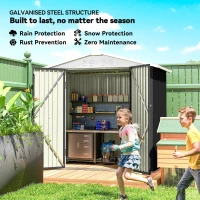 Outsunny 6.5' x 4'  Outdoor Storage Shed, Metal Garden Shed with Lockable Double Doors, 4 Vents, Dark Grey(m-4)
