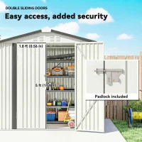 Outsunny 6.5' x 4'  Outdoor Storage Shed, Metal Garden Shed with Lockable Double Doors, 4 Vents, Silver-White(m-7)