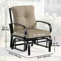 Outsunny Patio Glider, Outdoor Glider Chair with Cushions, Steel Frame, Curved Armrests, Beige(m-3)
