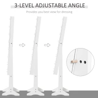 HOMCOM Free Standing Armoire Organizer, Lighted Mirrored Jewelry Cabinet w/ Angle Adjustable & 16 LED Lights Warm White(m-6)