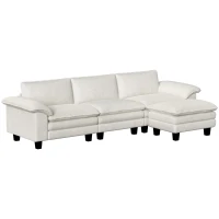 HOMCOM Sectional Sofa, L Shaped Couch with Deep Seat, Movable Ottoman and Pillow-top Armrests, Beige(m-11)