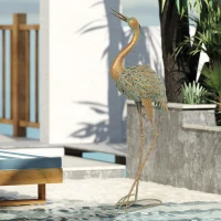 Outsunny Heron Garden Statue, Standing Lawn Ornament for Lawn Patio Backyard Decoration, 15.3"W x 6.7"D x 35.4"H Mixed Colour(m-8)