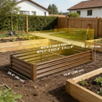 Outsunny 6 x 3 x 1ft Galvanized Raised Garden Bed, Reinforced Outdoor Planter Box with Open Bottom, Wood-Effect(m-3)