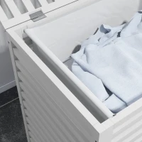 HOMCOM Laundry Basket, Laundry Hamper with Removable Liner Bag, 55L, White(m-10)