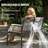 Outsunny Outdoor Garden Bench, 44 in Metal Patio Garden Park Bench with Breathable Mesh Fabric, 484 lb Load Capacity, Grey(m-5)