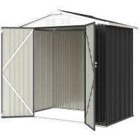 Outsunny 6.5' x 4'  Outdoor Storage Shed, Metal Garden Shed with Lockable Double Doors, 4 Vents, Dark Grey(m-2)