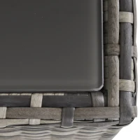 Outsunny Rattan Garden Coffee Table, 25.6" Square Garden Rattan Table with Tempered Glass Top, Deep Grey(m-9)