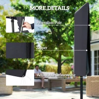 Outsunny Garden Parasol Cover, Outdoor Patio Umbrella Cover with Zipper, Dark Grey(m-6)