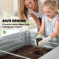 Outsunny Set of 2 Galvanised Raised Garden Bed, 6 x 3 x 2 ft Metal Garden Bed with Safe Edging, Silver(m-7)