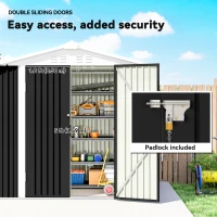 Outsunny 6.5' x 4'  Outdoor Storage Shed, Metal Garden Shed with Lockable Double Doors, 4 Vents, Dark Grey(m-7)