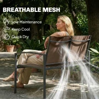 Outsunny Outdoor Garden Bench, 44 in Metal Patio Garden Park Bench with Breathable Mesh Fabric, 484 lb Load Capacity, Dark Brown(m-5)