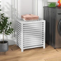 HOMCOM Laundry Basket, Laundry Hamper with Removable Liner Bag, 55L, White(m-1)